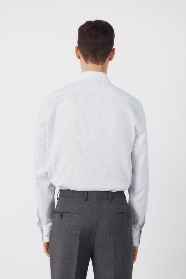 Cortefiel Easy-iron checked dress shirt Blue