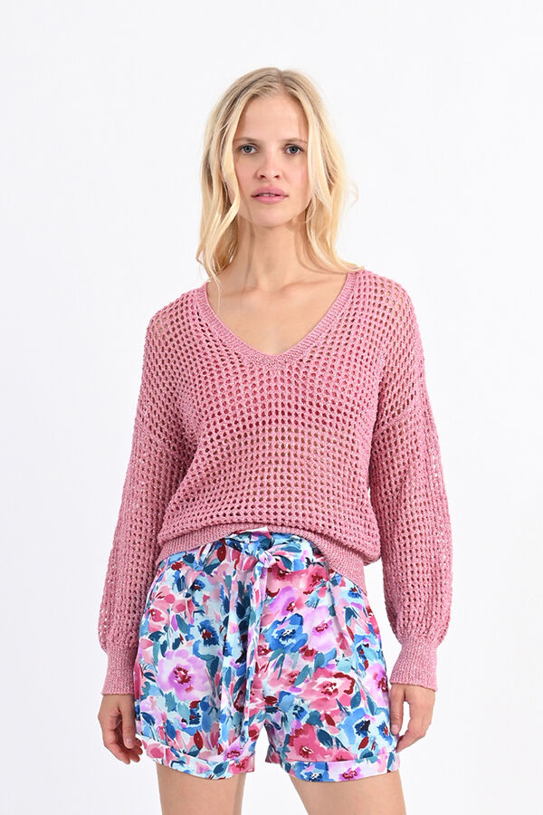 Cortefiel Women's knit blend long-sleeved jumper Pink