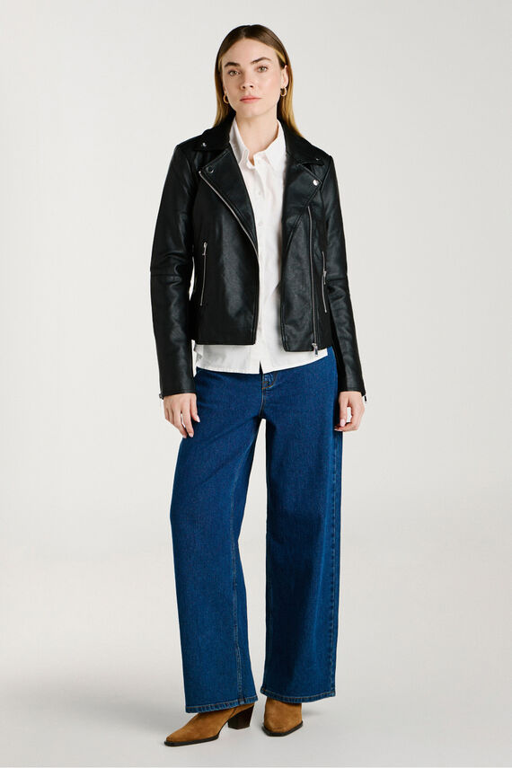 Cazadora biker efecto piel