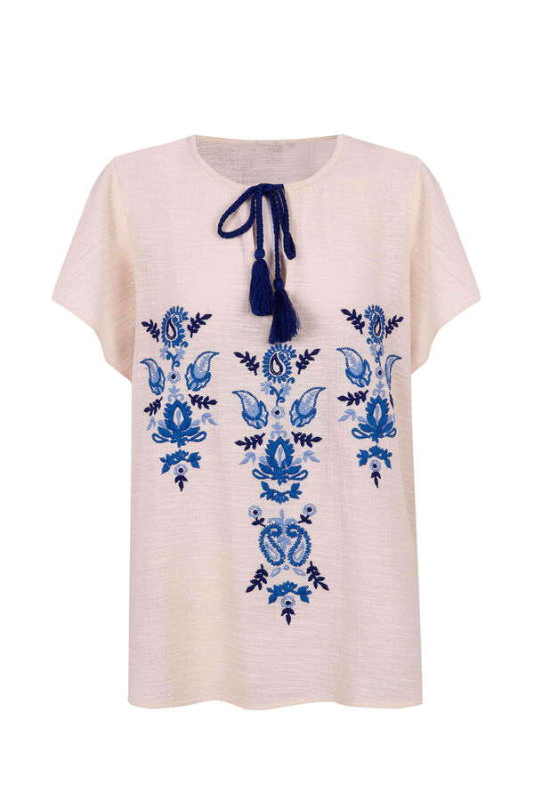 Cortefiel Embroidered top White