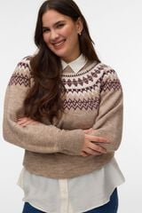 Vero Moda Curve Camisola com motivo de grega Castanho