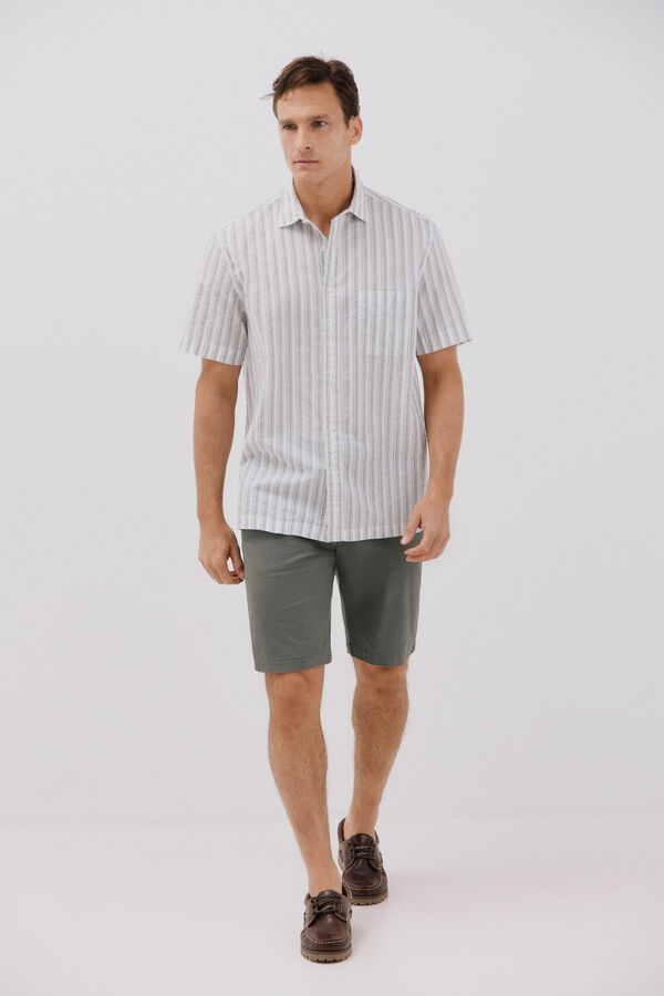 Cortefiel short sleeve striped shirt Green