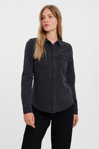 Cortefiel Denim long-sleeved shirt Black