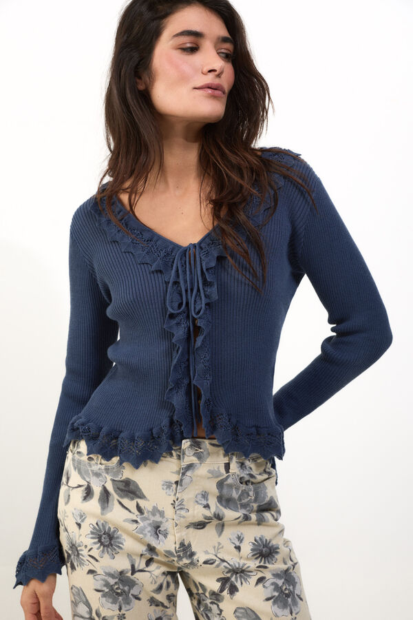 Slowlove Camisola de malha efeito degrad&ecirc; Azul