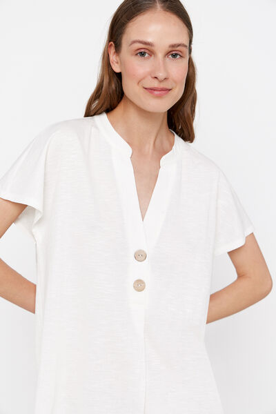 Cortefiel Blouse with dropped sleeves White