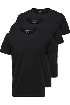 Cortefiel 3-pack organic cotton t-shirts Black