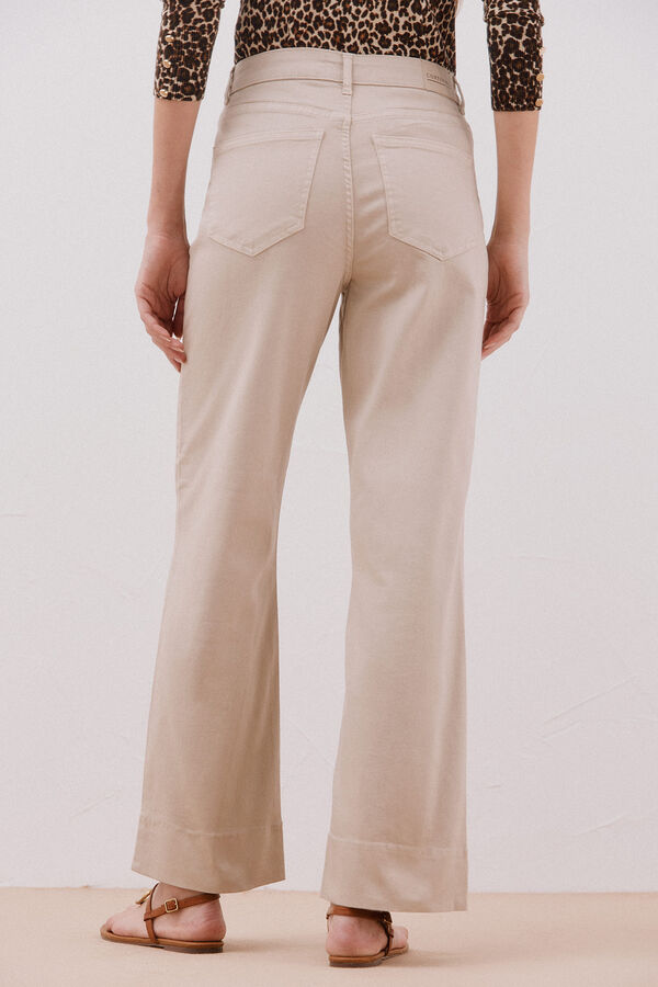 Cortefiel Pantalones palazzo botones Marfil