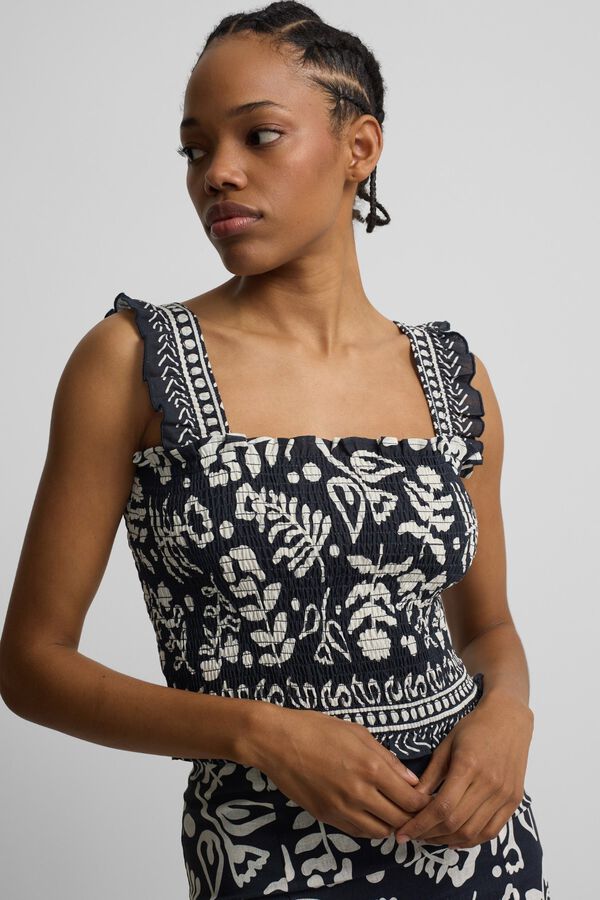 Silbon Floral print bandeau top Printed blue