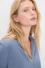 Cortefiel Satin blouse with lapel collar Blue