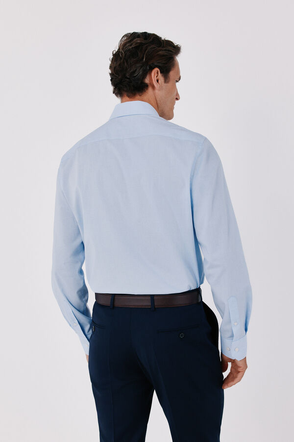Cortefiel Easy-iron micro-check dress shirt Blue