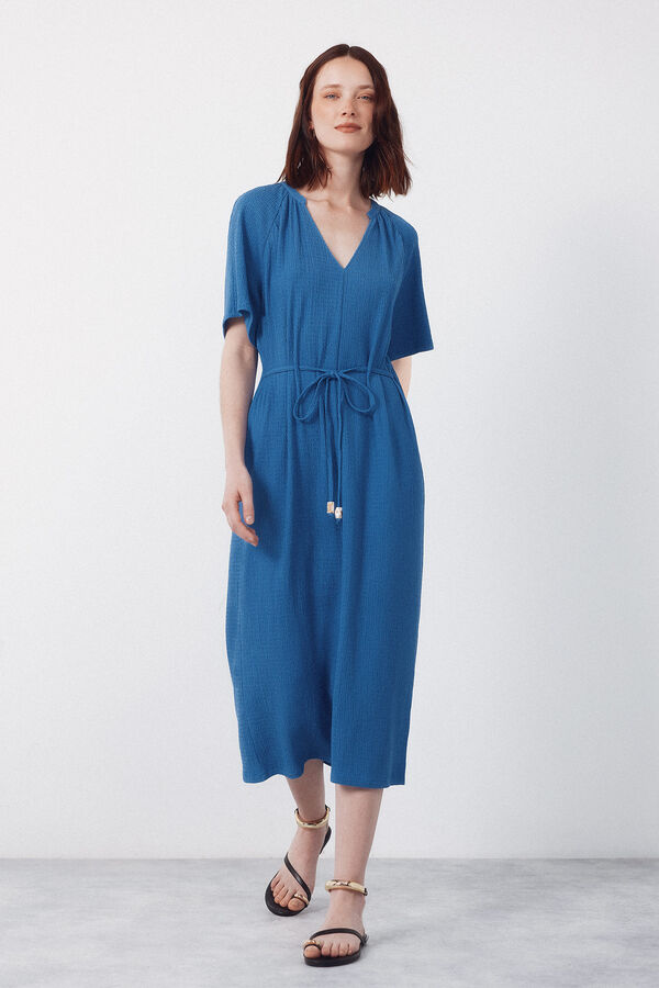 Cortefiel Structured belt dress Blue
