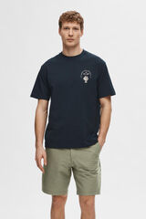 Cortefiel T-shirt de manga curta com ilustração traseira confecionada 100% com algodão orgânico.  Azul