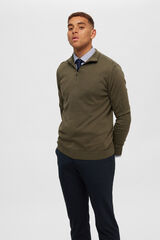 Selected Jersey de hombre cremallera 100% algodón Verde