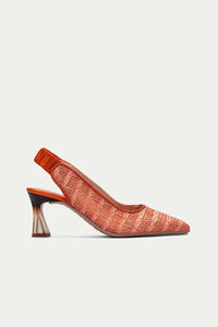 Cortefiel Dalia raffia slingback court shoe Orange