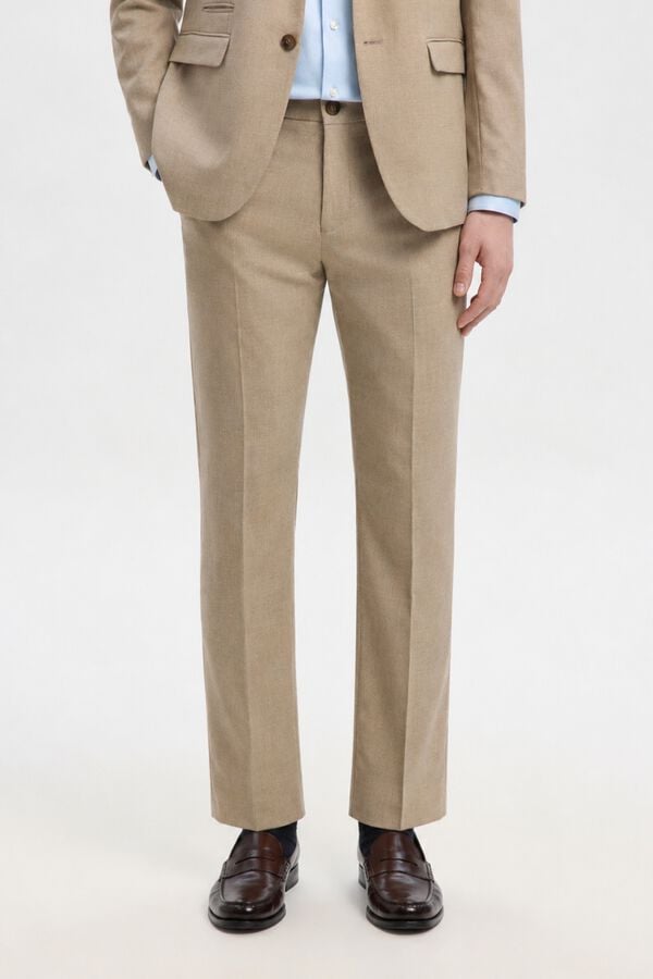 Selected Cal&ccedil;as de fato Slim Fit Castanho