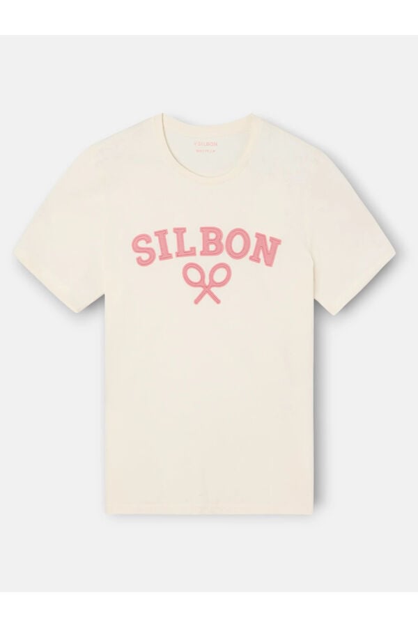 Silbon T-shirt de manga m&eacute;dia Ecru