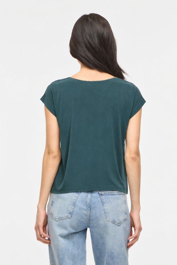 Vila T-shirt de manga curta com tencel Azul