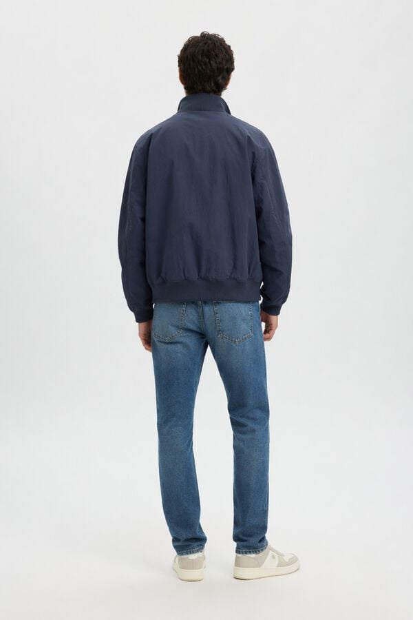 Selected Cazadora bomber de hombre lisa con cremallera Azul marino