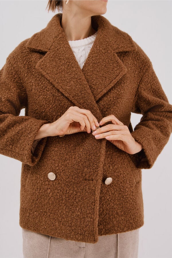 Cortefiel Short soft fabric coat Beige