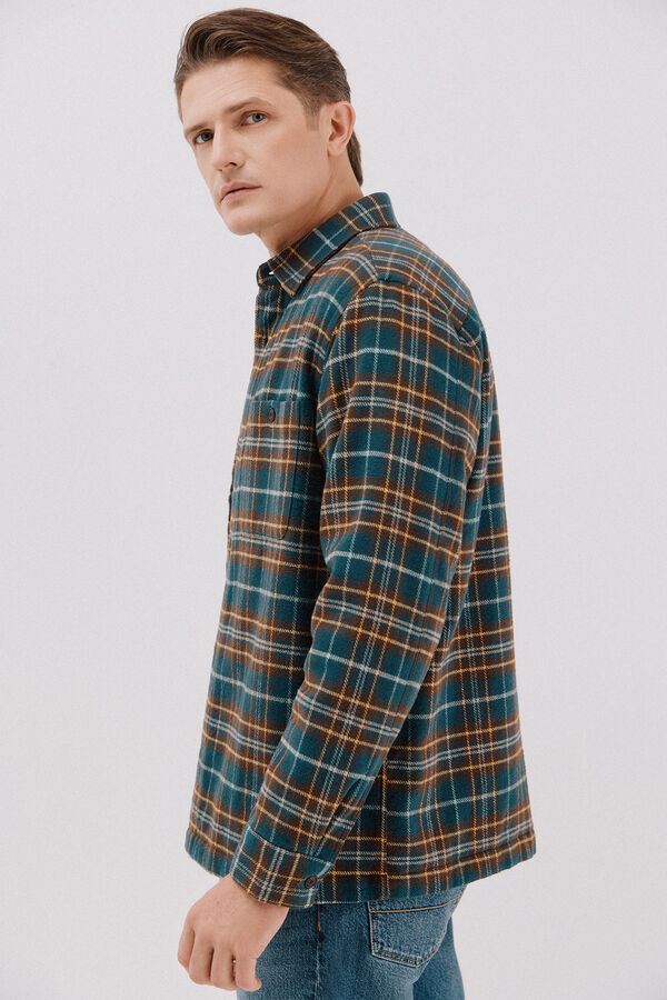 Cortefiel Quilted overshirt Dark green