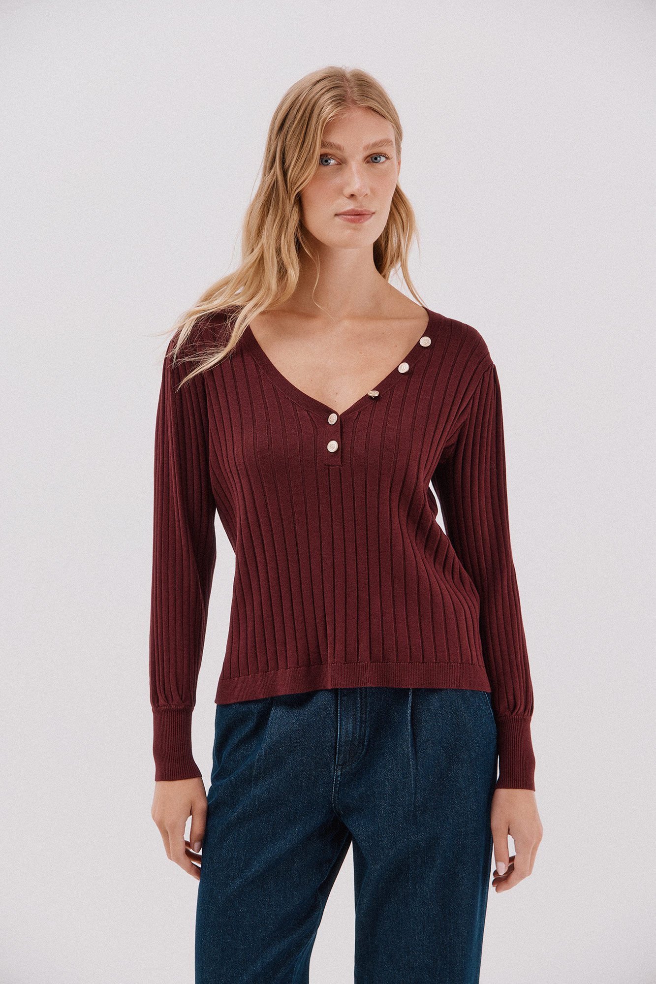 Cortefiel V-neck jumper with buttons