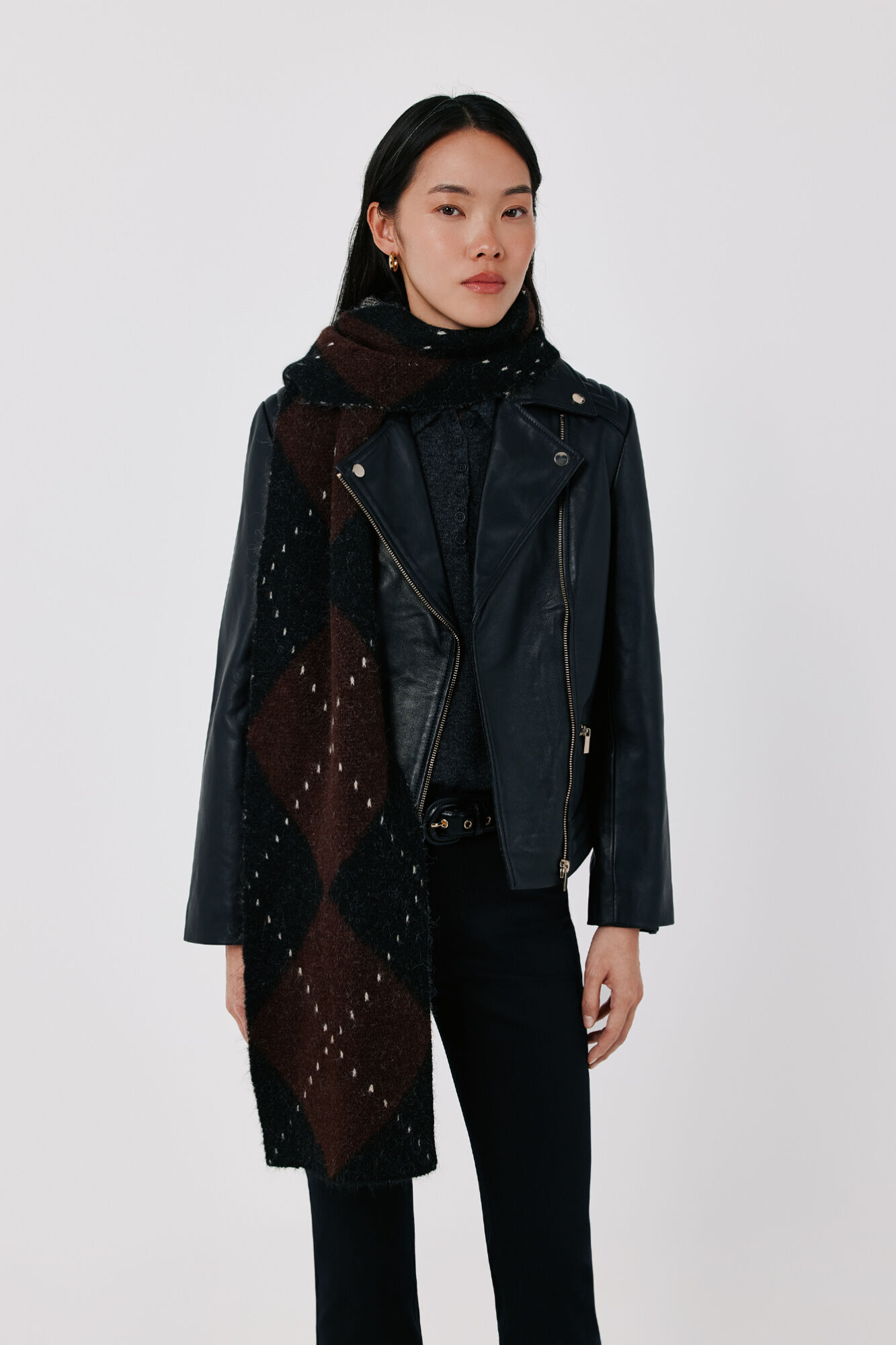 Cortefiel Leather zip fastening jacket