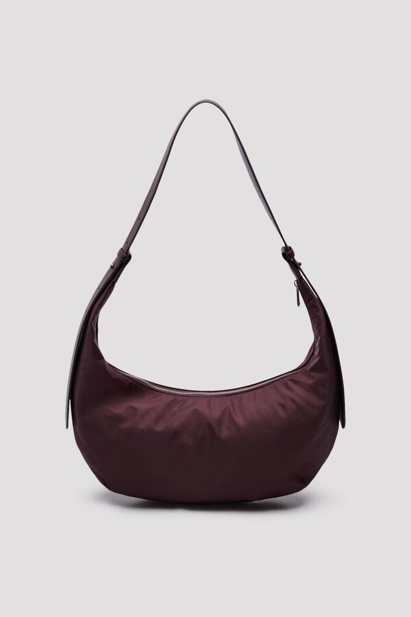 Cortefiel Nylon hobo crossbody bag Maroon