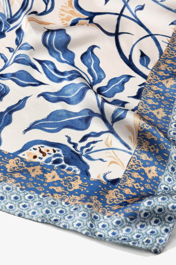 Vilanova Len&ccedil;o de cetim estampado Azul
