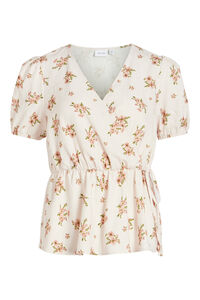 Cortefiel Linen short-sleeved blouse Pink