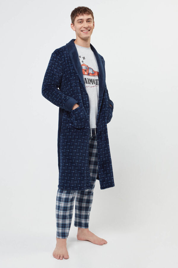 Privata Robe homem comprido de coralina Azul