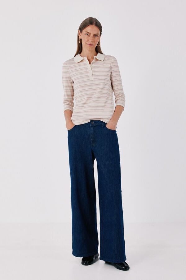 Cortefiel Long palazzo jeans Blue