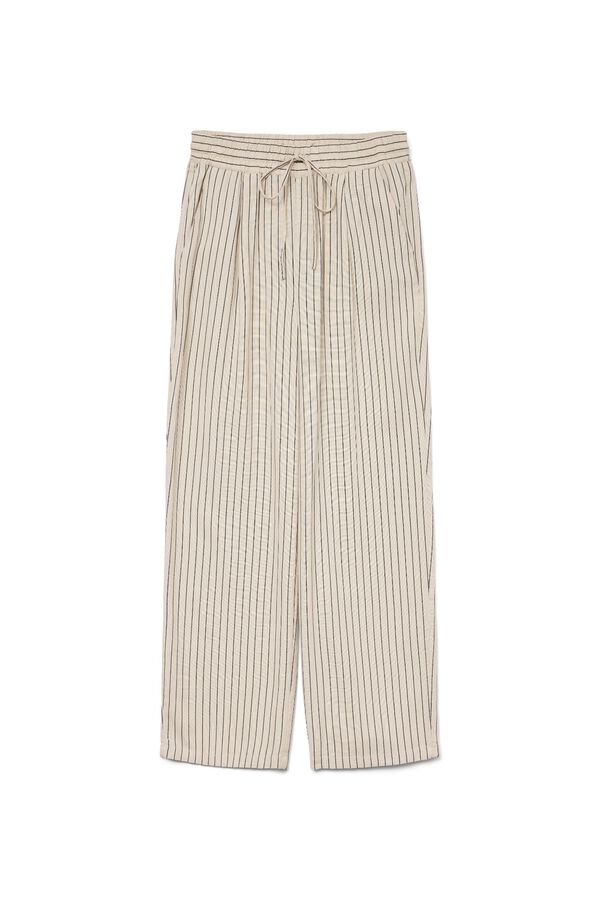 Vero Moda Cal&ccedil;a com cintura el&aacute;stica de linho Tostado