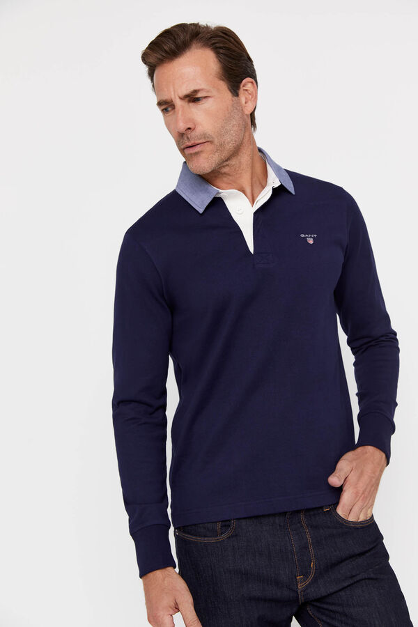 Cortefiel Long-sleeve Polo Shirt Navy