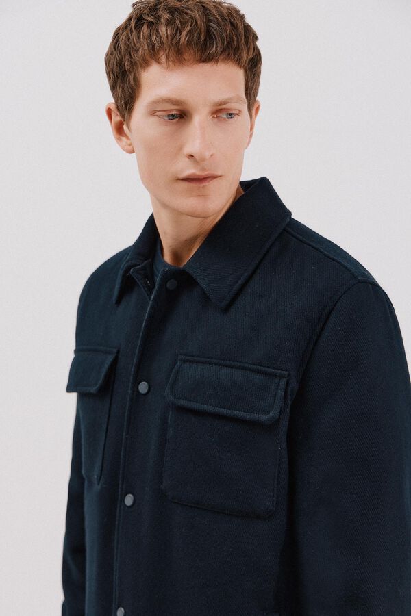 Cortefiel Wool overshirt Navy