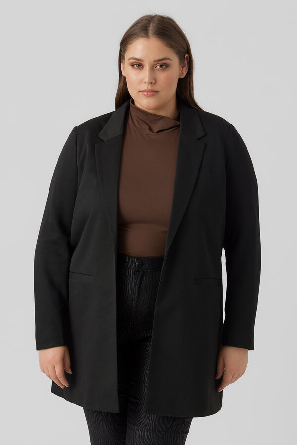 Vero Moda Curve Blazer manga comprida com bolsos plus size Preto
