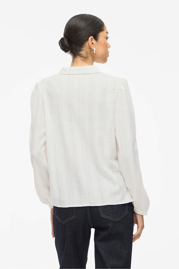 Vila Camisa manga comprida com bordado ingl&ecirc;s Branco