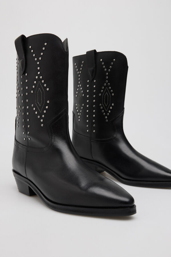 Cortefiel Studded napa boot Black