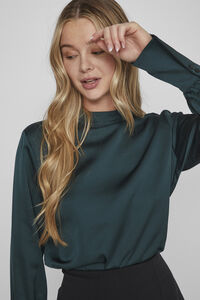 Cortefiel Satin-finish blouse with long sleeves Green