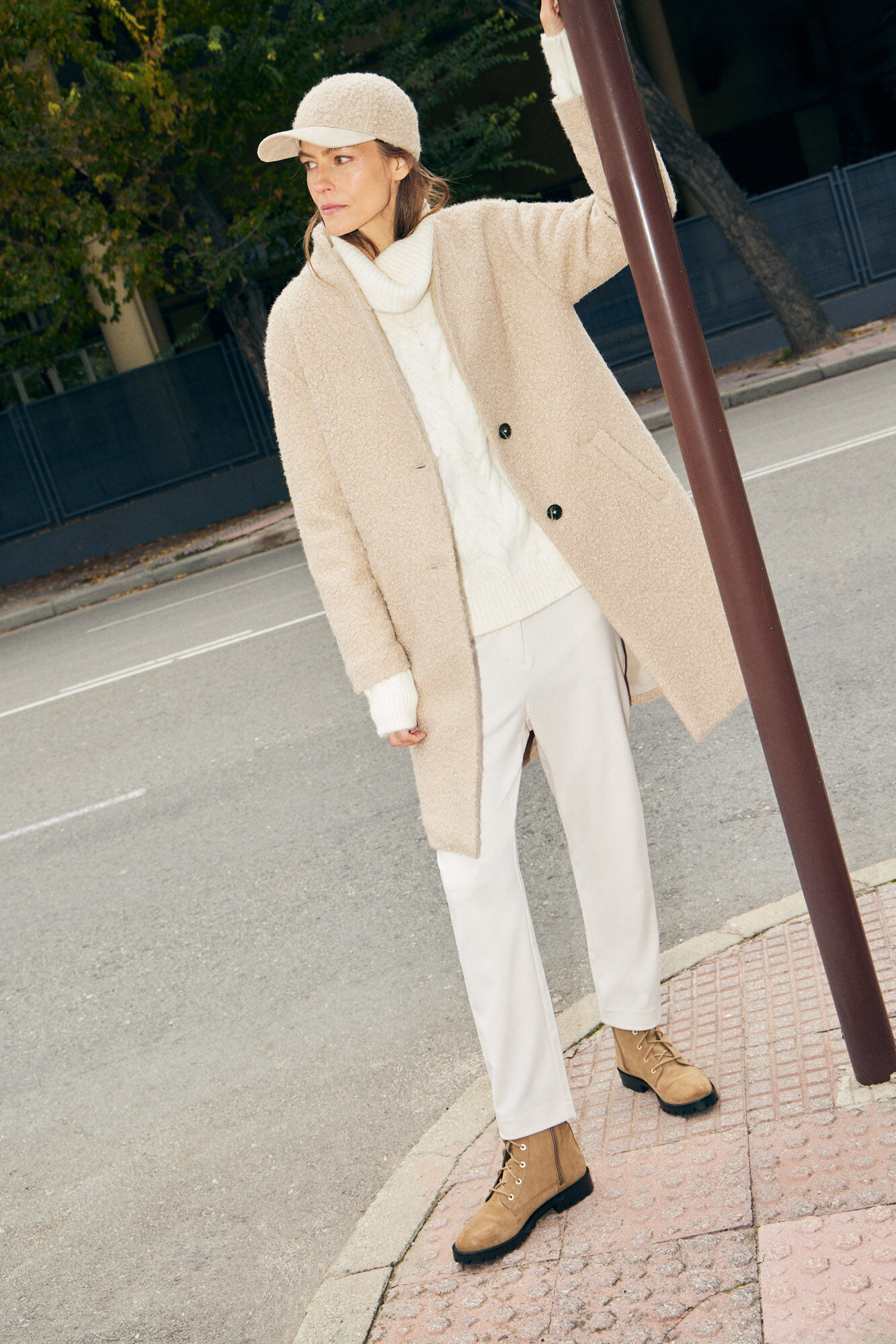 Soft boucl coat