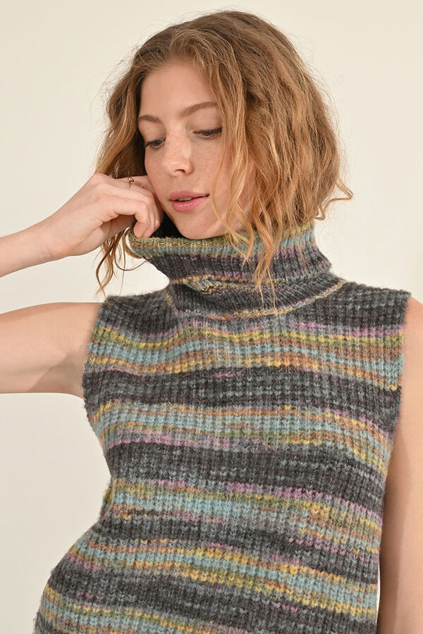 Molly Bracken Suéter feminino manga com riscas Multicolorido