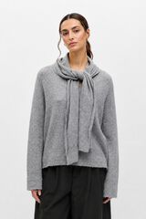 Object Camisola de malha com cachecol Cinzento
