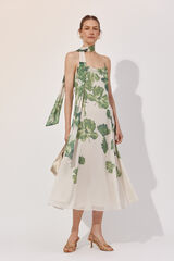 Cortefiel long dress with positional print Printed white