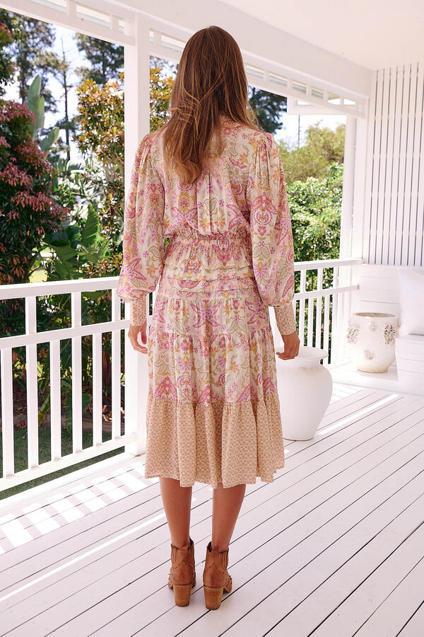 Jaase Vestido midi estampado Serenade Subiu