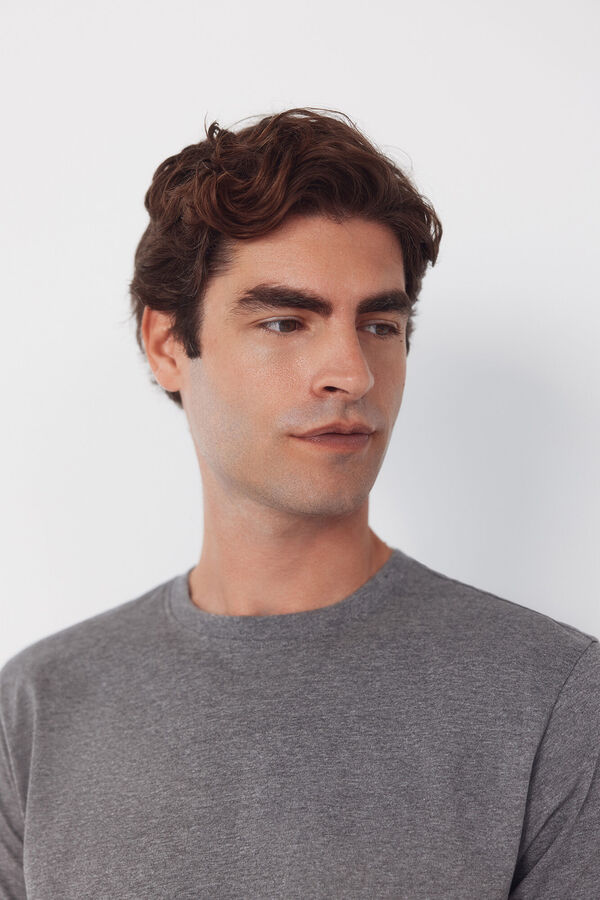 Cortefiel Set de pijama punto y tela Gris