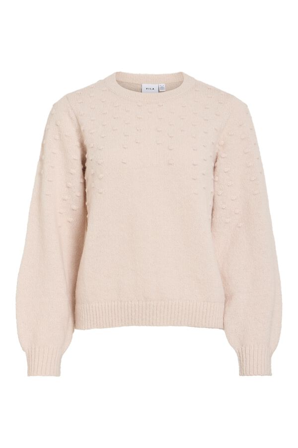 Vila Camisola de malha com textura bobble Tostado