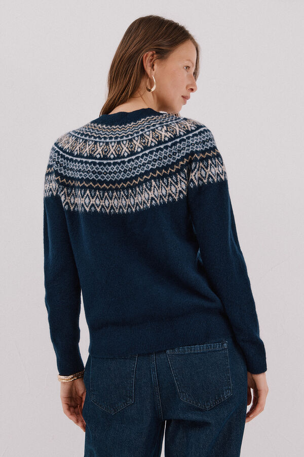 Cortefiel Jacquard design jumper Navy