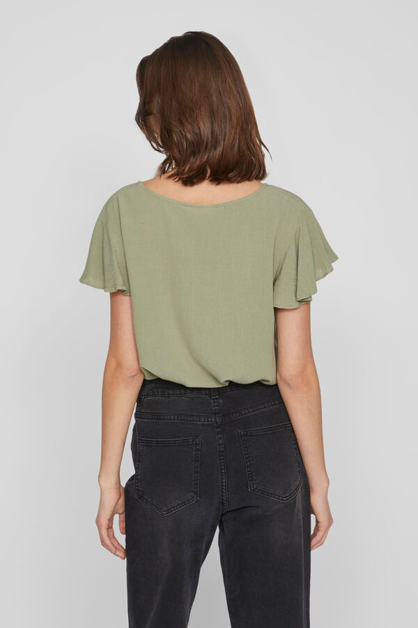 Cortefiel Low cut blouse Green