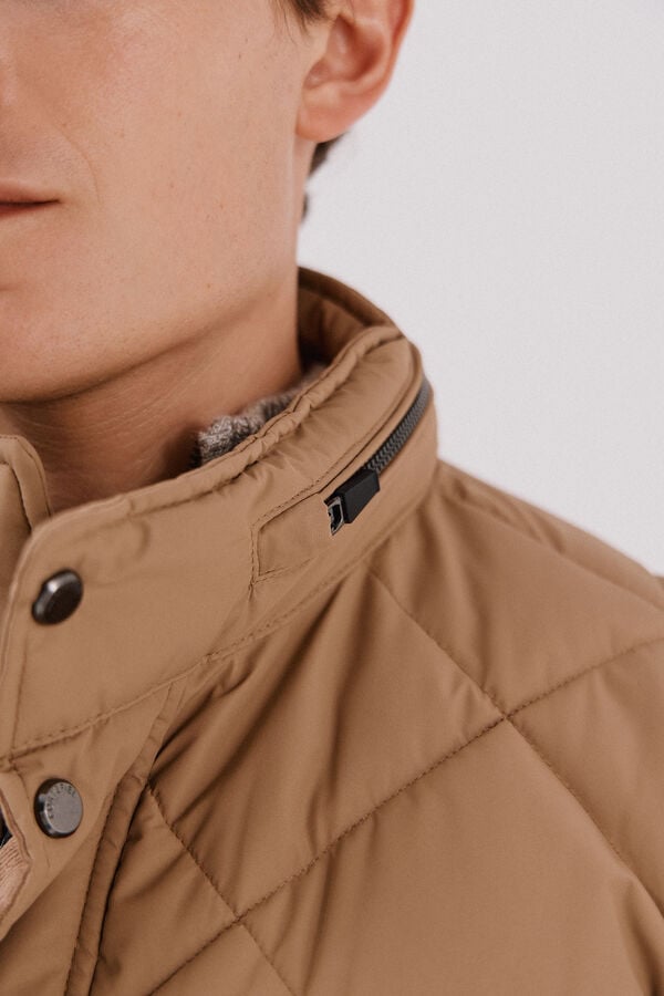 Cortefiel Diamond quilted jacket Camel