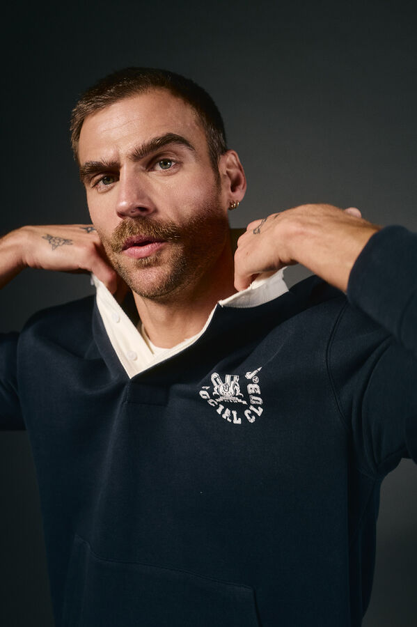 OOTO Polo rugby manga larga Azul marino