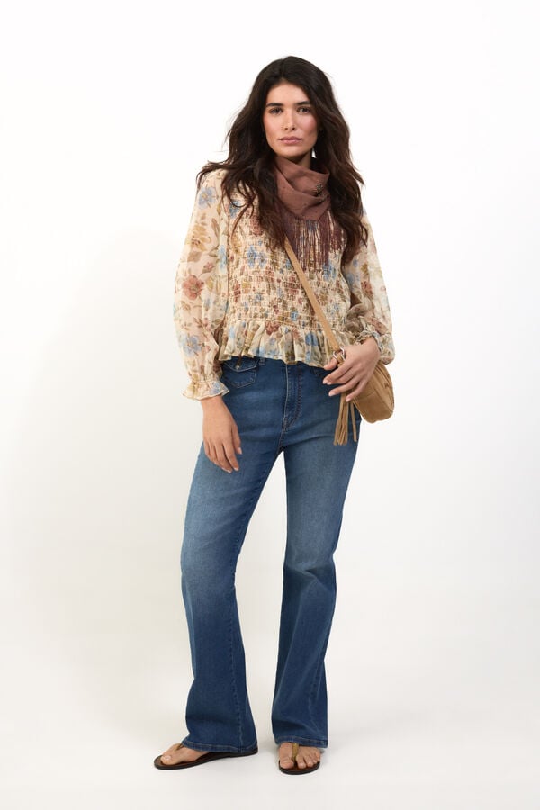 Slowlove Top el&aacute;stico estampado Dourado